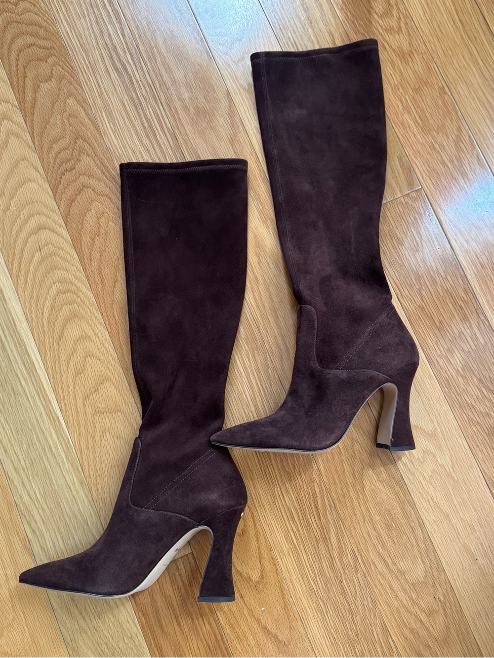 Cece Coach Dark Brown Suede Pointed Toe Heeled Boots